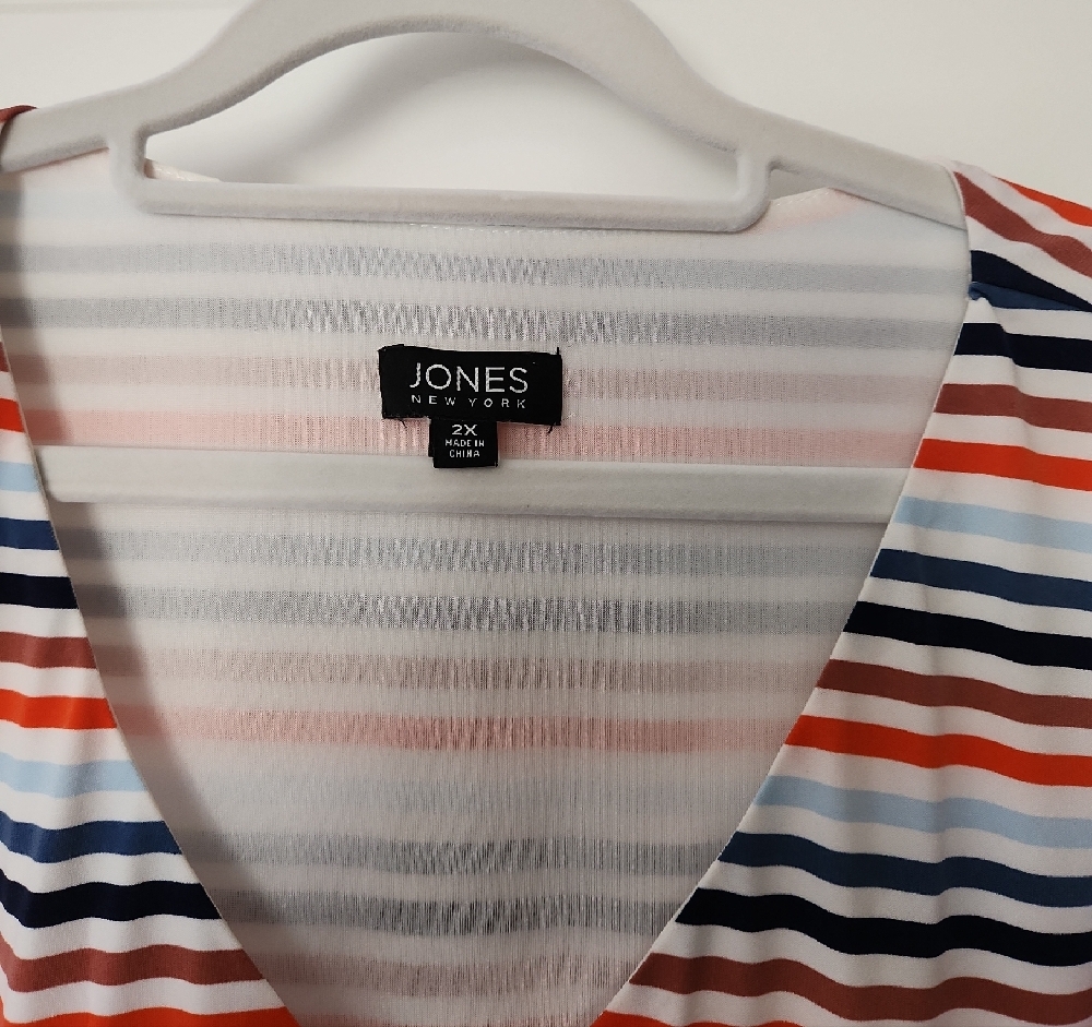 Jones New York Striped Midi Dress - Navy, Red, White - Picture 3 of 5